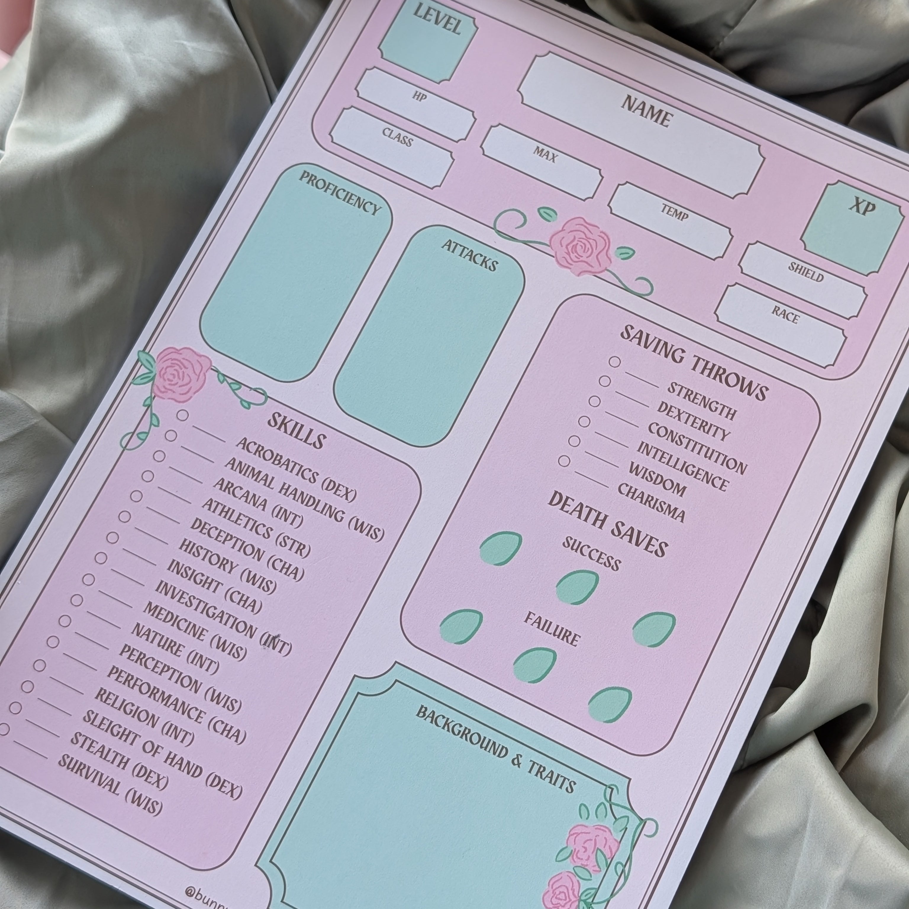 DND Flower Character Sheet | Memopad🌷