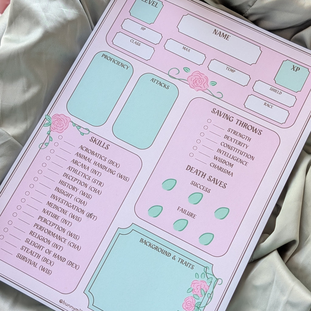 DND Flower Character Sheet | Memopad🌷