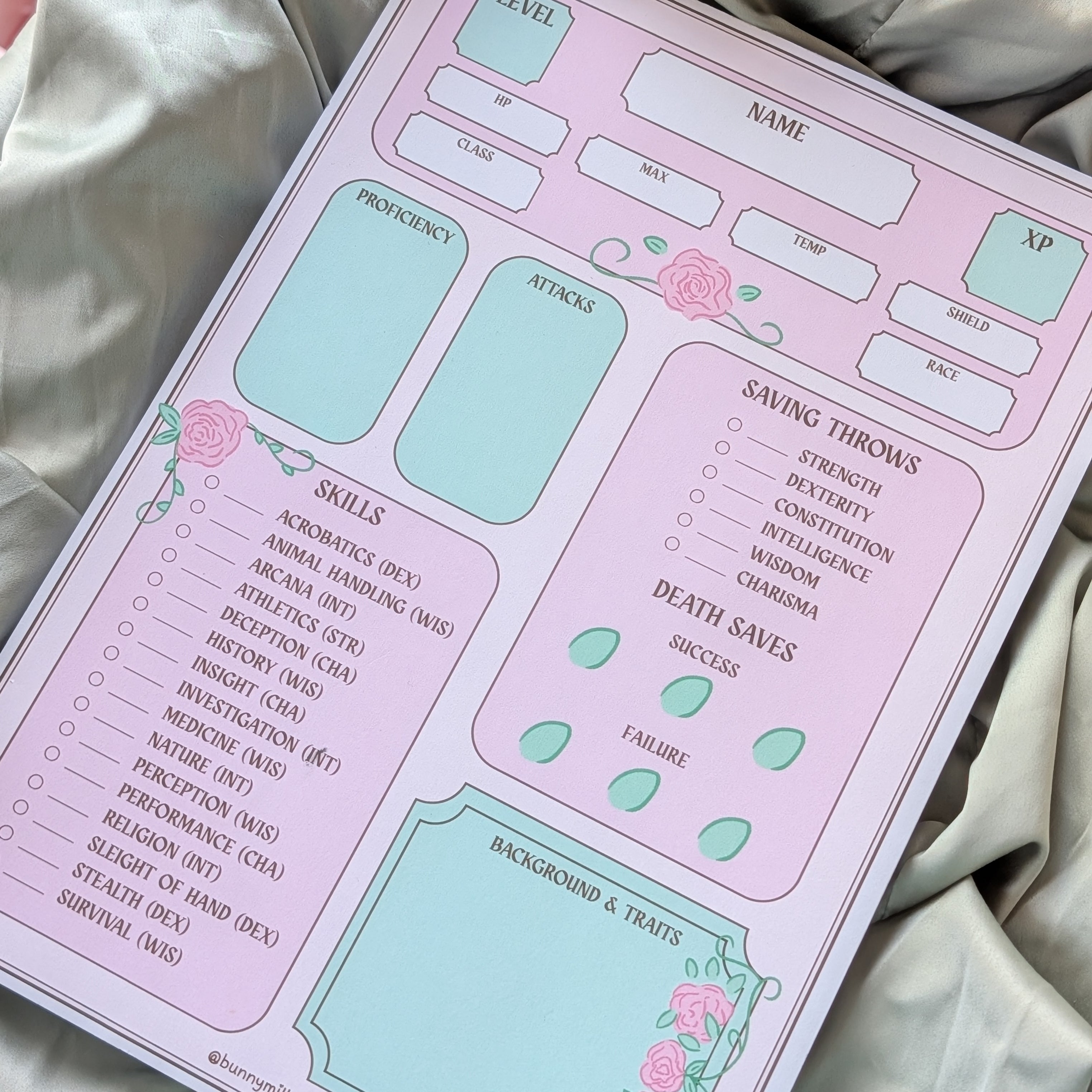 DND Flower Character Sheet | Memopad🌷