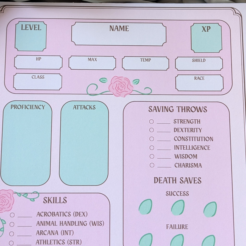 DND Flower Character Sheet | Memopad🌷