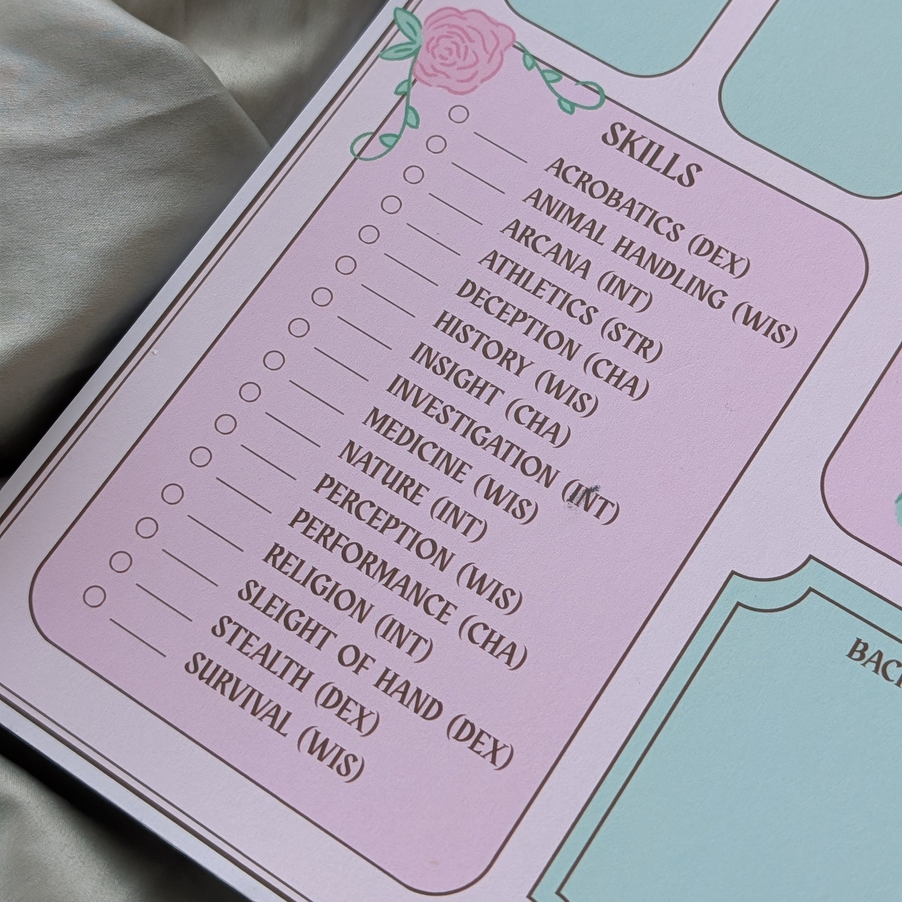 DND Flower Character Sheet | Memopad🌷