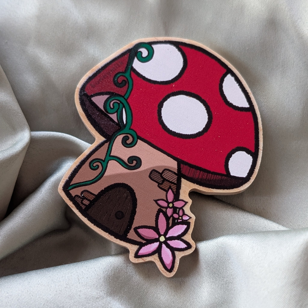 Mushroom House | Wooden Pin🍄